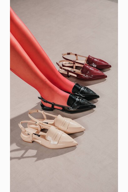 Kadın Sivri Burun Babet Torina  Bordo 4