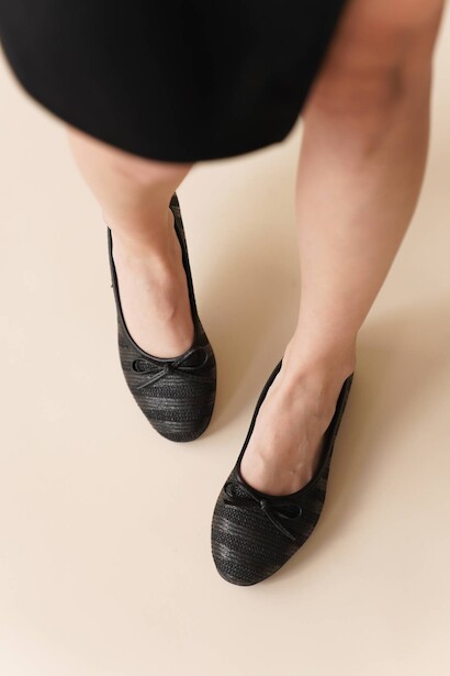 Kadın Düz Hasır Babet Giorna  Siyah 6