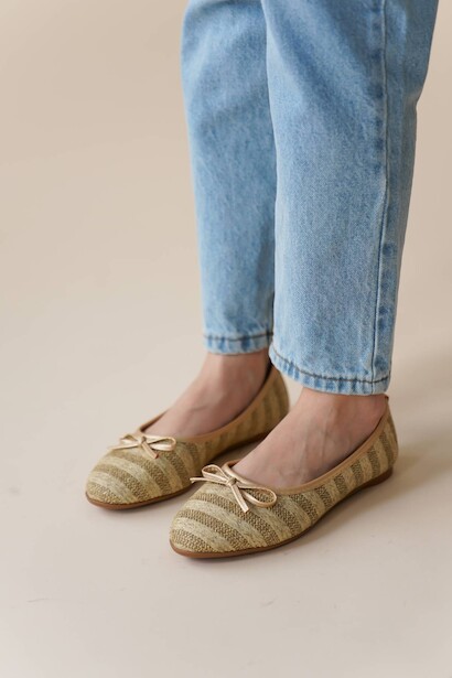 Kadın Düz Hasır Babet Giorna  Nude 6