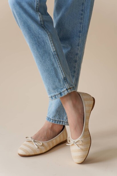 Kadın Düz Hasır Babet Giorna  Bej 6