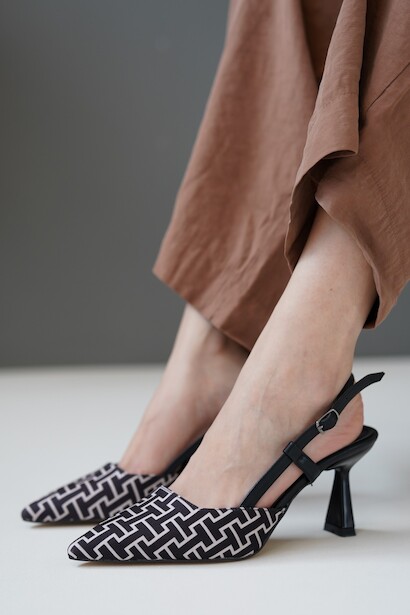 Kadın Ekoseli Topuklu Ayakkabı Pirella 