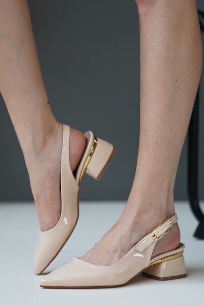 Kadın Gold Detaylı Topuklu Ayakkabı Vorina