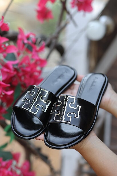 Kadın Düz Taban Tasarım Terlik Xia Siyah  Siyah 4