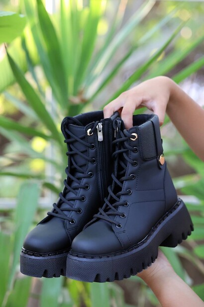 Kadın Yumuşak Taban Bağcıklı Bot Heri  Siyah 4