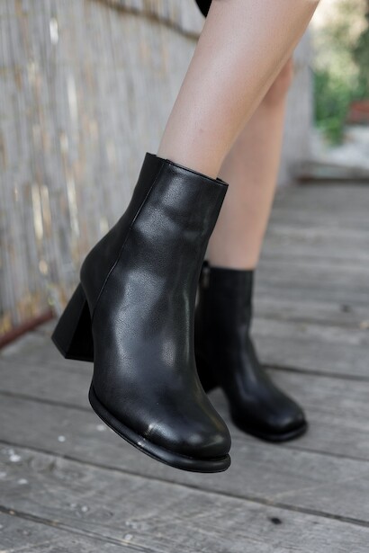 Kadın Kısa Platform Fermuarlı Bot Grio  Siyah 4