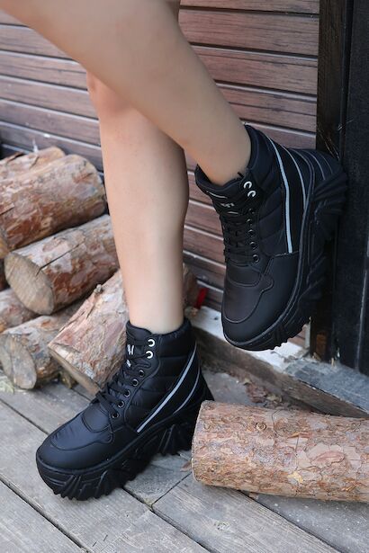 Kadın Yüksek Taban Spor Bot Alicia  Siyah 4