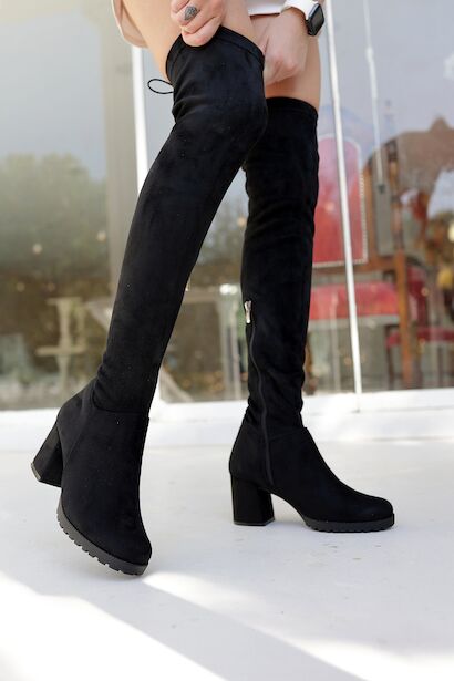 Kadın Diz Üstü Streç Topuklu Çizme Ossie 