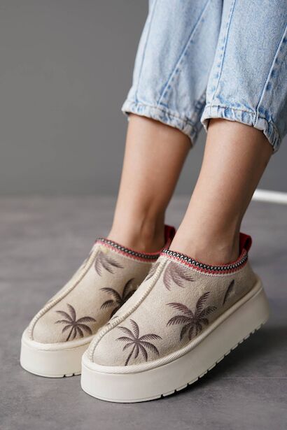 Kadın İçi Kürklü Kalın Taban Mini Bot Ziac Bej 