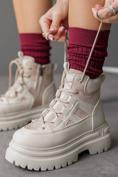 Kadın Kalın Taban Bağcıklı Bot Rollie 