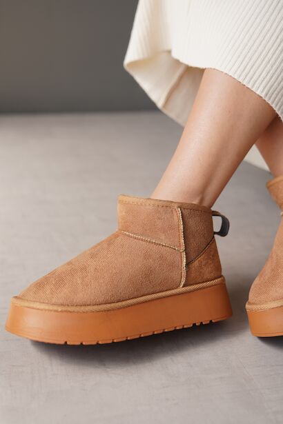 Kadın Kalın Taban İçi Kürklü Bot Stelvi  Taba Cilt 4