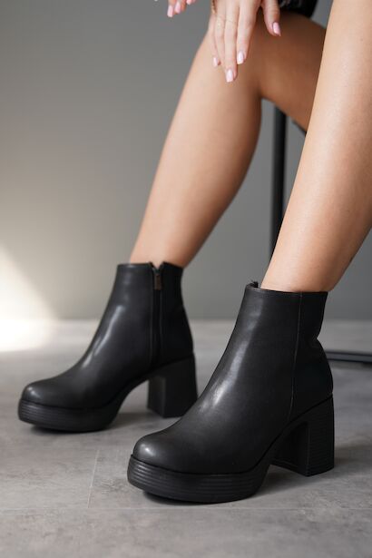 Kadın Kısa Topuklu Platform Bot Gona  Siyah 4