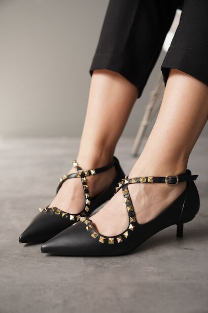 Kadın Zımba Baret Kısa Topuklu Ayakkabı Mansa 