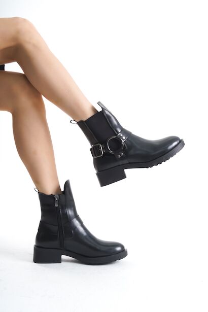 Kadın Tasarım Toka Detay Mini Topuklu Bot Bliona 