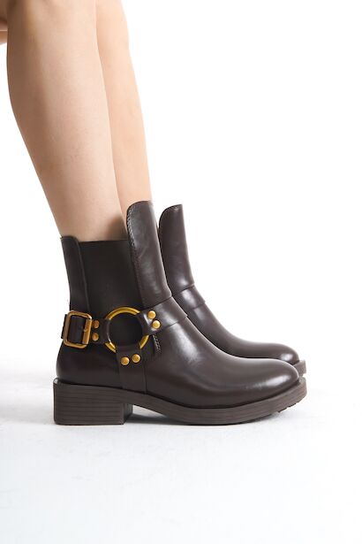 Kadın Tasarım Toka Detay Mini Topuklu Bot Bliona 