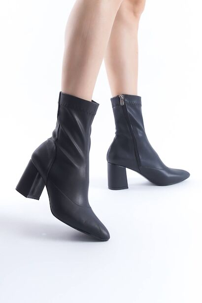 Kadın Fermuarlı Streç Kısa Topuklu Bot Botim 