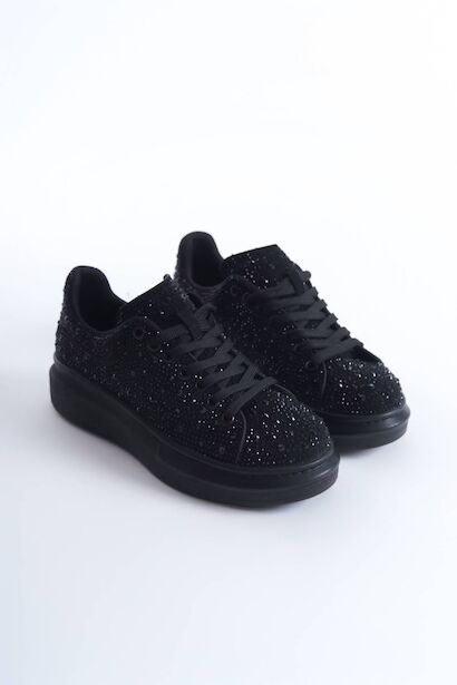 Kadın Bağcıklı Parlak Taş Detaylı Sneacer Günlük Ayakkabı Fromi 