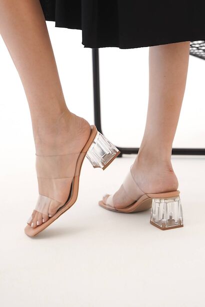 Kadın Şeffaf Bant Topuklu Terlik Saine 