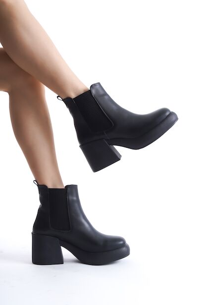 Kadın Lastikli Kalın Topuklu Bot Leorana 