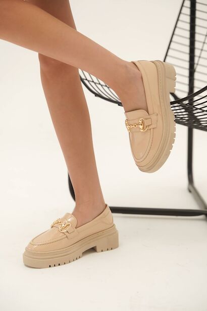 Kadın Toka Detaylı Loafer Clare  Bej 4