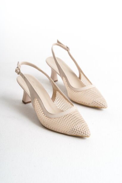 Kadın Arka Açık Fileli Kısa Topuklu Ayakkabı Siena 