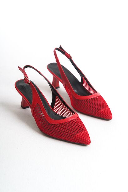 Kadın Arka Açık Fileli Kısa Topuklu Ayakkabı Siena 