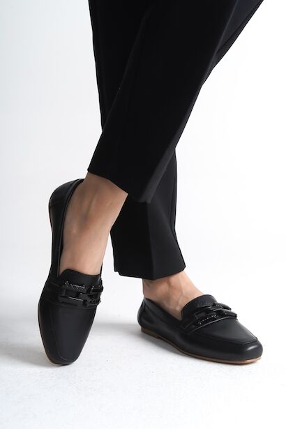 Kadın Tokalı Hakiki Deri Babet Roina Siyah 4