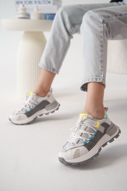 Kadın Tasarım Taban Renkli Sneaker Snena  Beyaz 4