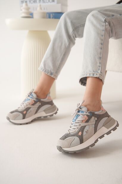 Kadın Fileli Kalın Taban Sneaker Crio  Gri 4