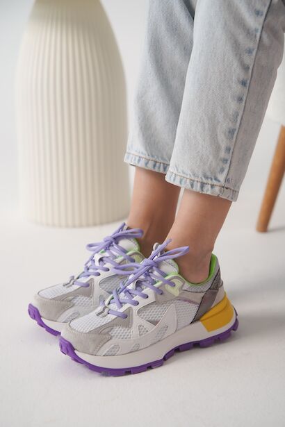 Kadın Bağcıklı Fileli Tasarım Taban Sneaker Orion 