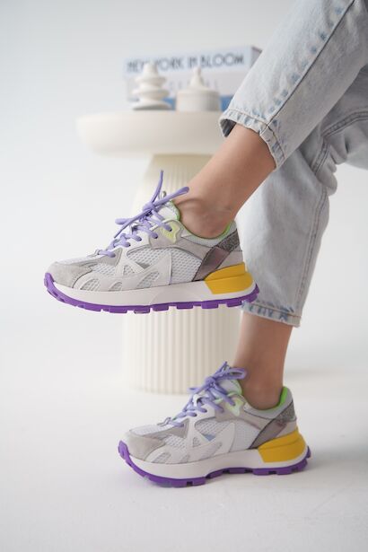 Kadın Bağcıklı Fileli Tasarım Taban Sneaker Orion  Beyaz 4