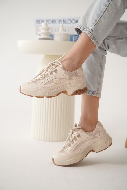 Kadın Bej Taban Bağcıklı Sneaker Lorela  Bej 4