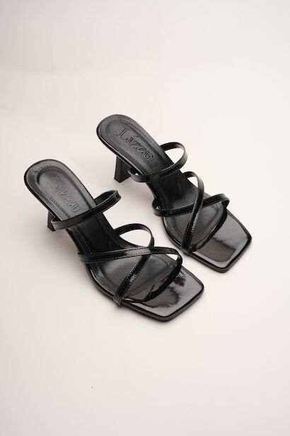 Kadın Çapraz Bantlı Tasarım Topuklu Terlik Carele 