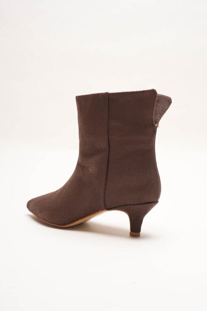 Kadın Kahverengi Süet Görünümlü Kitten Heel Kısa Topuklu Sivri Burun Bot & Bilek Boy Çizme Marsy  Kahverengi 4