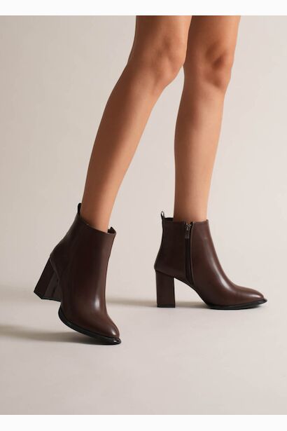 Kadın Kahverengi Kalın Topuklu Fermuarlı Kışlık Bot & Suni Deri Bilek Boy Bootie Julian  Kahverengi 6