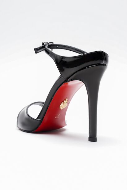 Kadın Sivri Burun Yazlık İnce Topuklu Ayakkabı Yore  Siyah Rugan 4