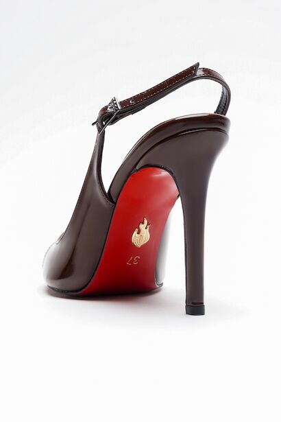 Kadın Çapraz Bantlı İnce Topuklu Ayakkabı Acare  Kahverengi 4