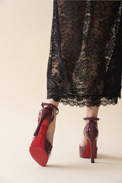 Kadın Baretli Platform Topuklu Ayakkabı Accies  Bordo 6