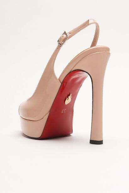 Kadın İnce Topuklu Platform Terlik Sisie  Nude Rugan 4