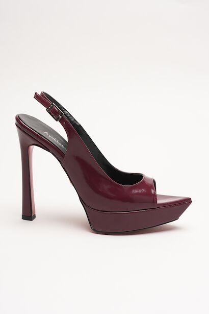Kadın İnce Topuklu Platform Terlik Sisie  Bordo