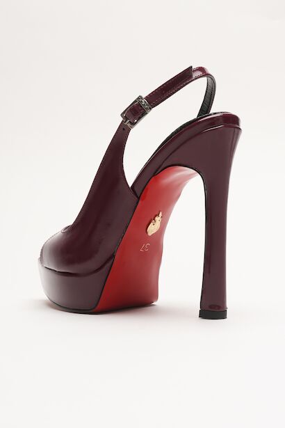 Kadın İnce Topuklu Platform Terlik Sisie  Bordo 4