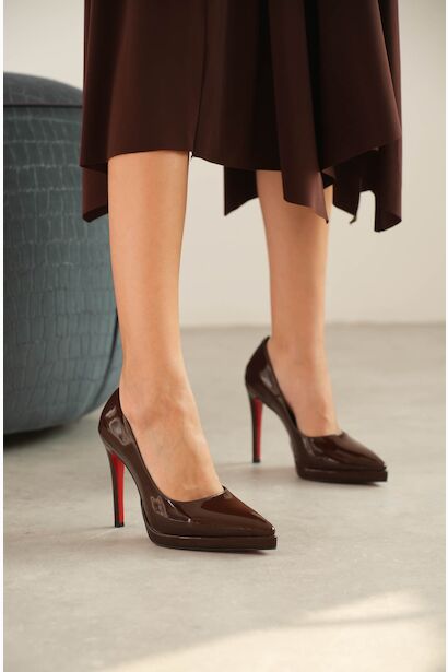 Kadın İnce Topuklu Platform Terlik Sisie  Kahverengi 6