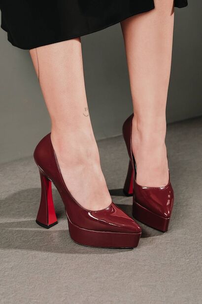 Kadın Özel Tasarım Orta Topuklu Topuklu Ayakkabı Mila  Bordo