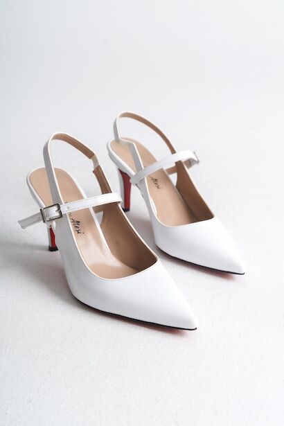 Kadın Günlük Kısa Topuklu Ayakkabı Zavos  Beyaz Rugan 