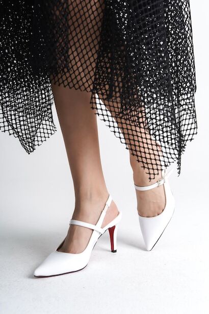 Kadın Günlük Kısa Topuklu Ayakkabı Zavos  Beyaz Rugan  4