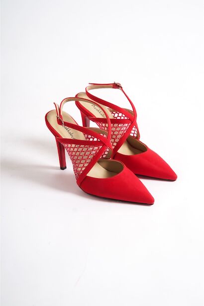 Kadın File Detaylı Özel Tasarım İnce Topuklu Ayakkabı Stiletto Harlow 