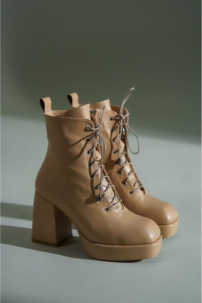 Kadın Platform Topuklu Bağcıklı Bot Ribel 