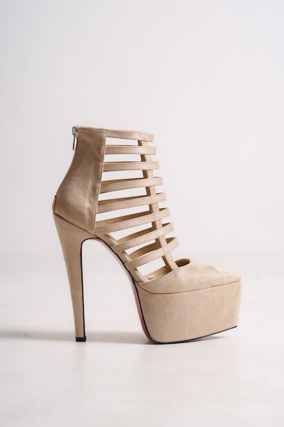 Kadın Platform Özel Tasarım Topuklu Platform Kadın Ayakkabı Comfort  Ten Süet  4