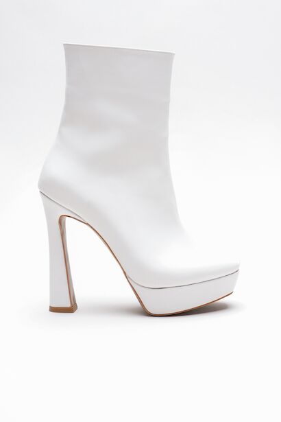Kadın Platform Topuklu Bot Capital  Beyaz Cilt 
