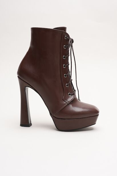 Kadın Yüksek Topuk Bağcıklı Bot Viole  Kahverengi