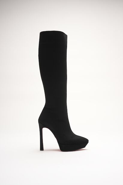 Kadın Tasarım Platform Yüksek Topuklu Çizme Carcie  Siyah Süet 2